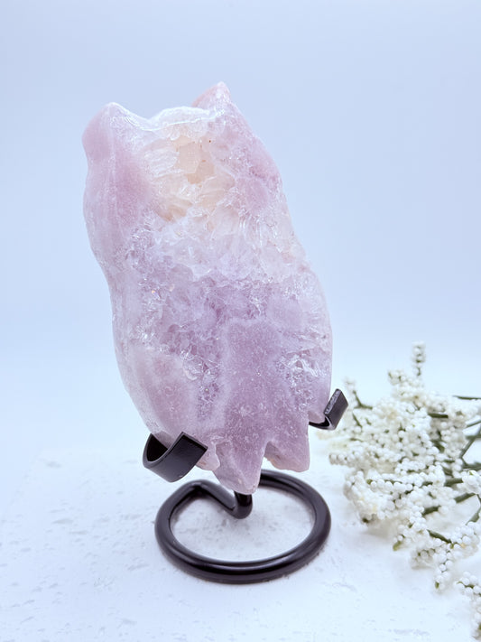 Amethyst Druzy Owl Carving
