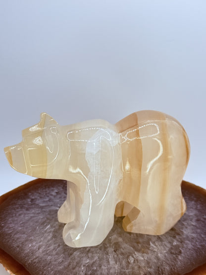 Banded Onyx Bear Carving | Natural Stone Totem for Strength, Protection & Balance