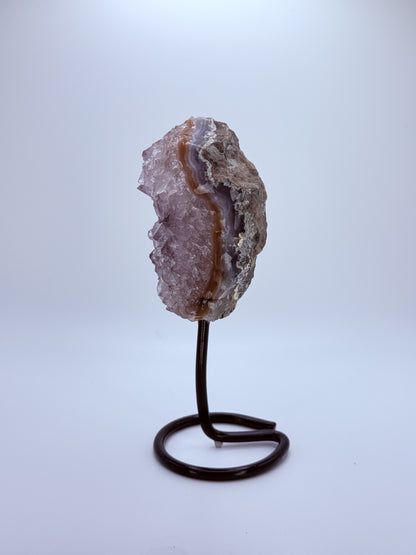 Small Raw Amethyst Cluster on Stand – Handpicked Brazilian Amethyst Crystal for Peace, Intuition & Protection | Natural Home Décor