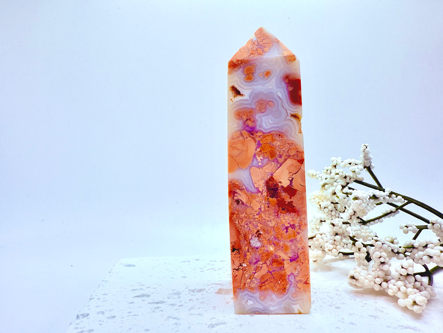 Petal Agate Druzy Tower
