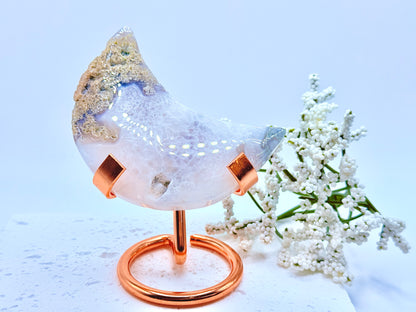 Moss Agate Moon Carving