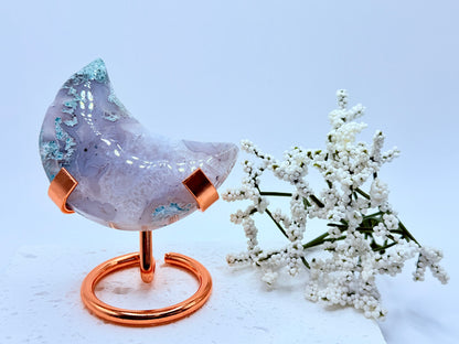 Moss Agate Moon Carving