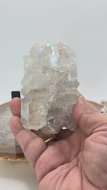 Aura Clear Quartz Cluster – Iridescent Crystal for Light & Energy